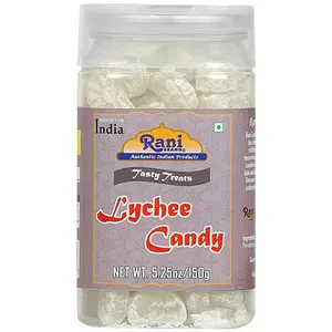 Rani Lychee Candy 5.25oz (150g) Vacuum Sealed, Easy Open Top, Resealable Container ~ Indian Tasty Treats | Vegan | Gluten Friendly | NON-GMO | Indian Origin