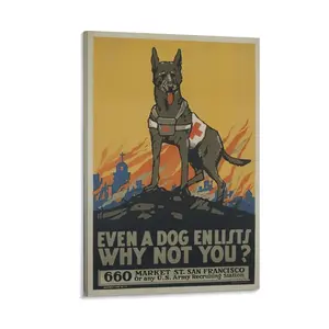Vintage Poster WWII Propaganda Poster War Poster Military Dog Poster