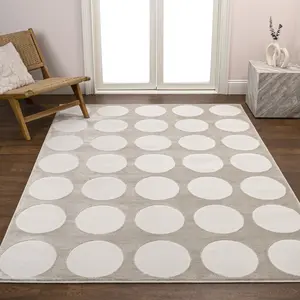 JONATHAN Y Adrian Modern Geometric Circle Dot High-Low Indoor Area Rug; for Living Room, Kitchen, Bedroom, Dining Room, Office