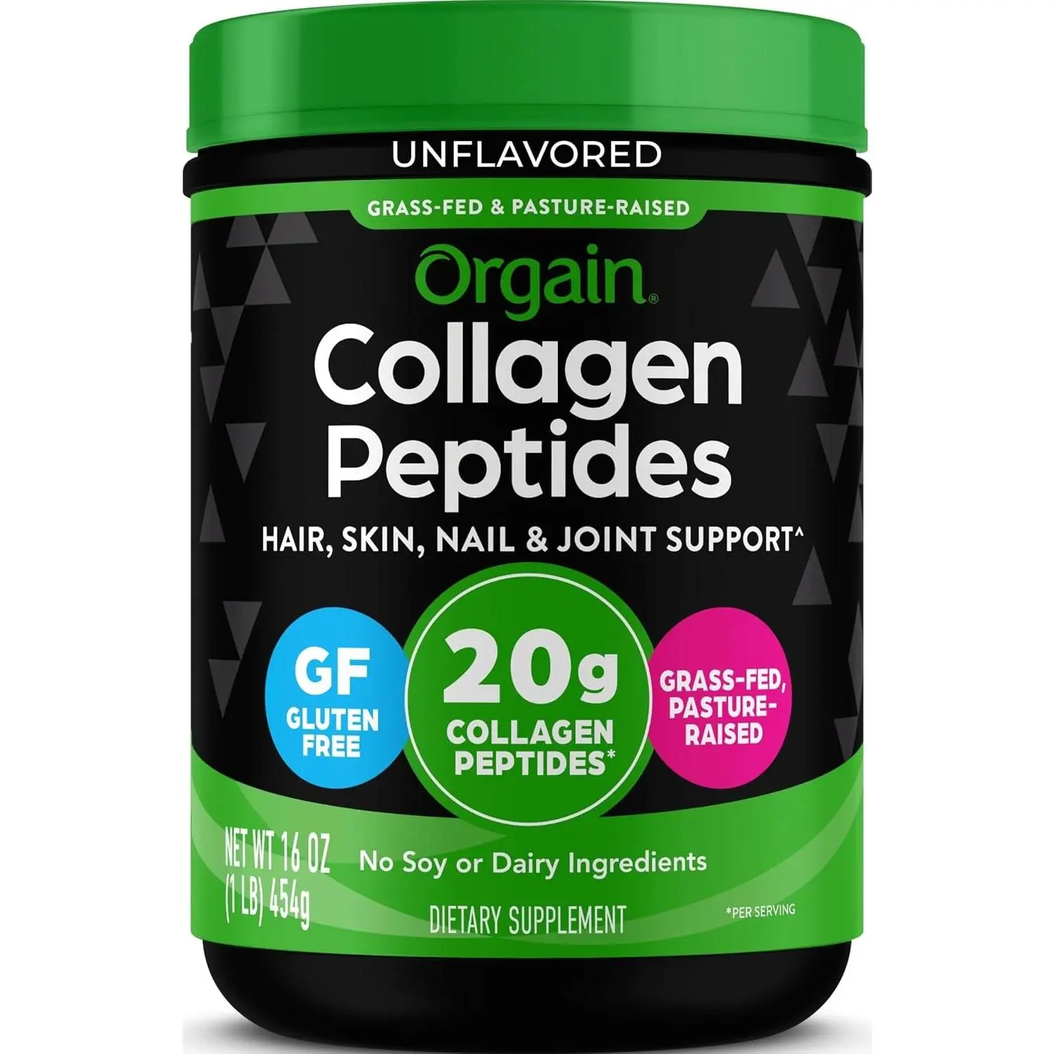 Orgain 20g Hydrolyzed Collagen Peptides Powder, Unflavored, 1lb | Grass fed collagen type I and III for women and men, supplement for hair, skin, nail, & joint support, paleo & keto, non-GMO