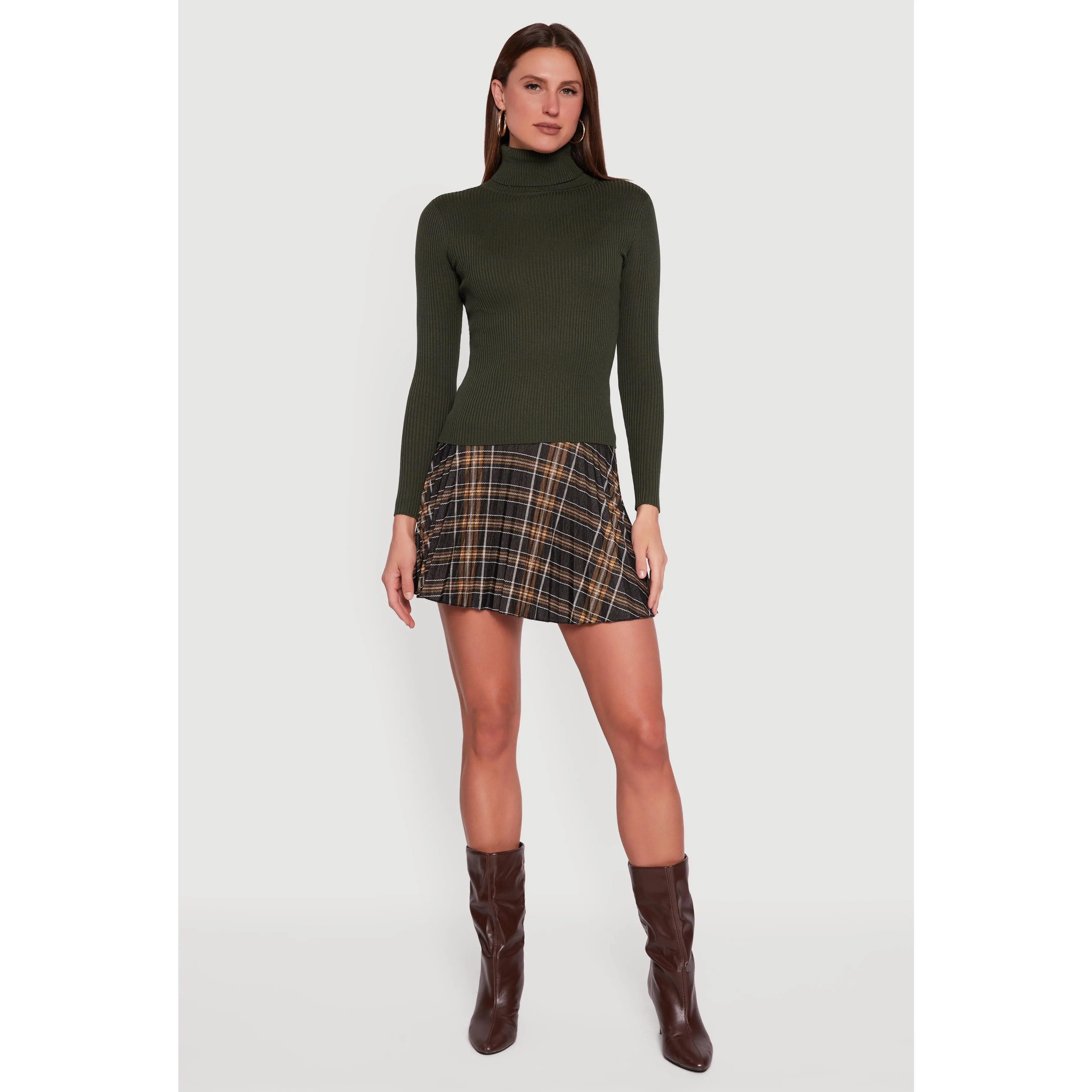 Rib Knit Long Sleeve Turtleneck Top
