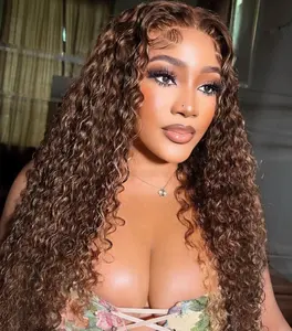 MYLOCKME Chocolate Brown Deep Wave 13x6 Hd Lace Frontal Wig Human Hair Pre Plucked 30 32Inch 13x4 Chocolate Brown Deep Wave human hair wigs For Women