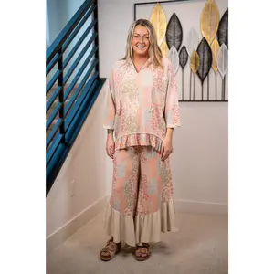 Boho Patchwork Hoodie Pullover Top – Easel (Matching Pants Available)