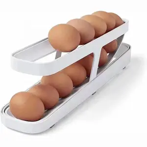 Rolling Egg Dispenser Refrigerator Space Saving Automatic Egg Storage Container Organizer Refrigerator Kitchen Cabinet