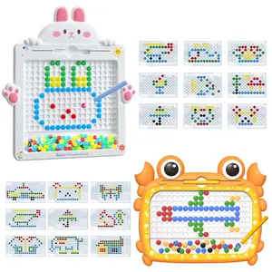Montessori Magnetic Drawing Board Toy, Crab and Rabbit Design, Adsorbable Color Beads, Focus Training Gift for Kids 3+, Stem Educational Toy