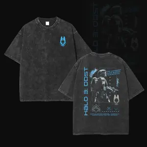 Halo ODST "The Rookie" T-Shirt Hoodie Double Printed Unisex Acid Washed Lightweight Cotton T-Shirt, Gift For Game Fan, Streetwear men gifts