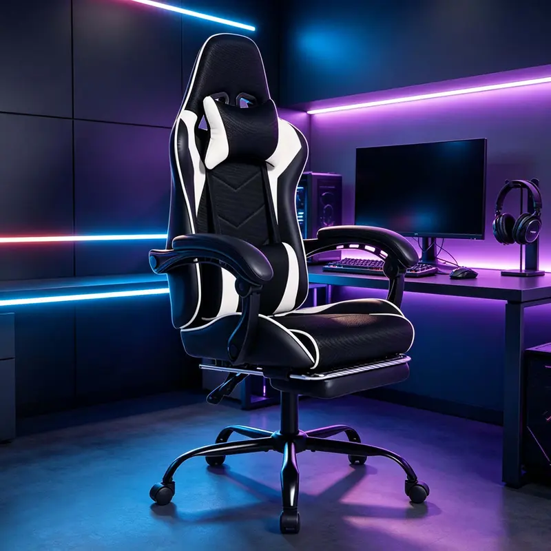 【Bellemave】DEEPfurniture E-sports Gaming Chair Sports Car Driving Seat PU Material Moulded Sponge Comfortable and Safe With Massage Black