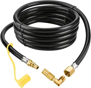 WADEO Propane Elbow Adapter with Extension Hose for Blackstone 17" and 22" Griddle, 12FT Propane Quick Connect Hose for RV to Grill, Portable Fire Pit, Camp Chef Stove, Camping Grill and More