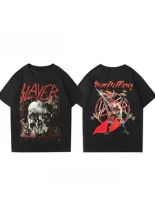 Slayer Band Street Inspired Hip Hop Rock Metal Rap Street Culture 2025 T-shirt Loose Casual T Suitable for Men and Women Summer Top T-shirt