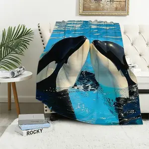 Orca Whales Tails Warm Lightweight Blanket Soft Fleece Blankets for All Seasons - Decorative Throw Blanket for Living Rooms, Sofa, and BedFather's Day Thanksgiving Halloween Valentine's Day Holiday Gifts summerwins