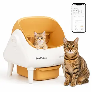 PawPetica Extra Large Automatic Self-Cleaning Cat Litter Box with Waste Bags, 2.4GHz Wifi Connect, Single Cat Best Choice, Yellow