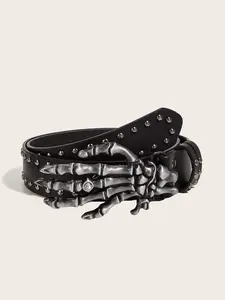 Fashion Faux Leather with Retro Skull Buckle Punk Belt - Versatile & Stylish for Men and Women