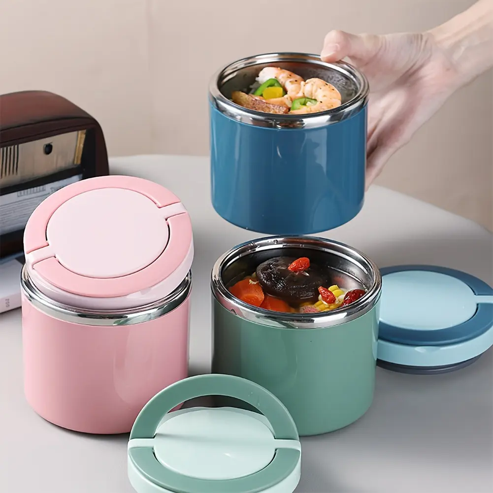 Stainless Steel Insulated Lunch Box with Handle, Leak-Proof Stackable Design, Hot Cold Isolation, Office School Camping Picnic, Leakproof Insulated Lunchbox, Thermal Lunch Boxes, Portable Lunch Box