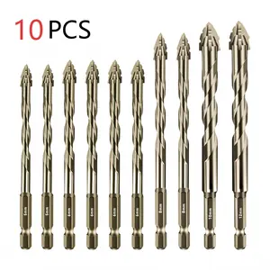 10Pcs 5-12mm 4 Flute Serrated Eccentric Drill Bits Set Heavy Duty Multi-Purpose for Concrete Tile Glass Metal Brick Plastic Wood Drilling