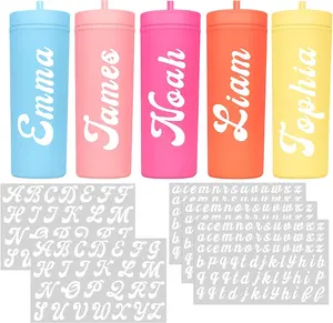 Sheets Name Decals for Tumblers Waterproof Vinyl Stickers for Water Bottles UV Dtf Cup Wrap Letters Custom Vinyl Stickers for  oz Tumbler Glass Bottle Car DIY Crafts
