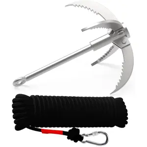 Ant Mag Grappling Hook Stainless Steel Claw Carabiner  Camping Hiking Tree Grabbing and Water Lifting Salvage
