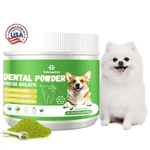 Vetriuntrix Dental Powder for Dogs Oral Health Cleaning Reduces Plaque Prevents Tartar Fresh Breath Natural Plants Blend Probiotics