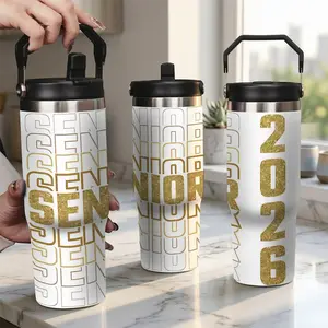 Senior 2026 Graduation Gifts for Girls Boys - Vacuum Insulated Skinny Tumbler, Gold Glitter Senior 2026 Travel Coffee Mug, Inspirational Keepsake Gift for High School University Graduates