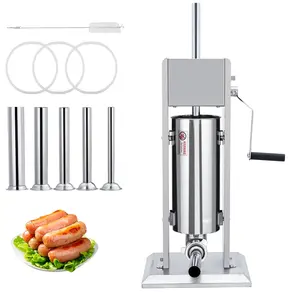 Garvee Manual 22LBS/10L Sausage Stuffer - Heavy Duty Stainless Steel Meat Maker with Dual Speed and 5 Stuffing Tubes for Commercial and Home Use