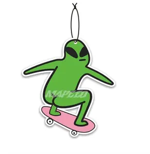 Funny "Thicc" Alien Skateboarder Car Air Freshener | Hilarious Alien Car Decor | Viral TikTok Car Gift | Long Lasting French Vanilla & Royal Eb