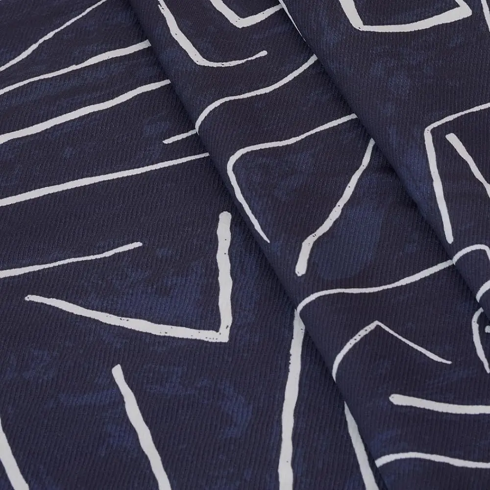 Abstract Print Blue Viscose Fabric, Unfinished Wide Width 55 Inches, Ideal for Dresses Shirts Skirts Pajamas Kids Clothing