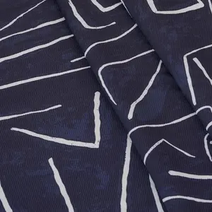 Abstract Print Blue Viscose Fabric, Unfinished Wide Width 55 Inches, Ideal for Dresses Shirts Skirts Pajamas Kids Clothing