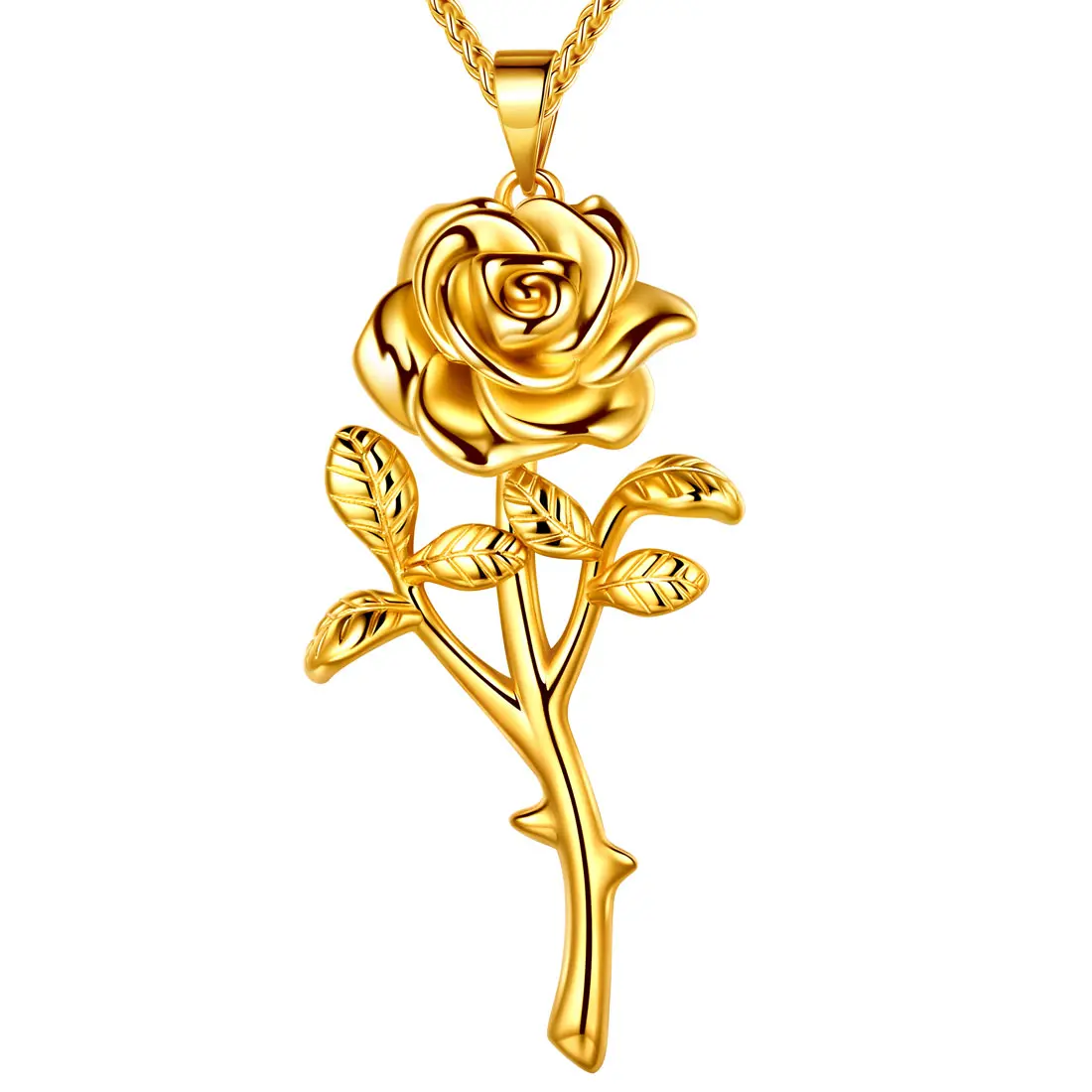 FASJEWLY Fashion Necklace for Women, Cute Romantic 3D Rose Pendant with Adjustable 20-22 in Chain, Rose Gold Aesthetic Accessories