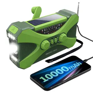 Emergency Radio 10000mAh Multi-Purpose Disaster Preparedness Flashlight Solar Rechargeable Hand Crank Emergency Gear
