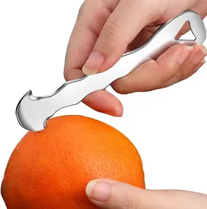 2 Pack, Stainless Steel Orange Peeler   Multi-Functional Citrus Peeler, Fruit Peeler & Peel  Remover for Oranges, Grapefruits, Lemons