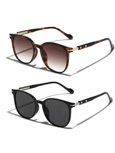 2 Pairs of Summer Fashion Large Frame Sunglasses for Travel, High Quality Sunglasses, Polarized Sun Protection Glasses for Driving & Vacation, Unisex Travel Accessories