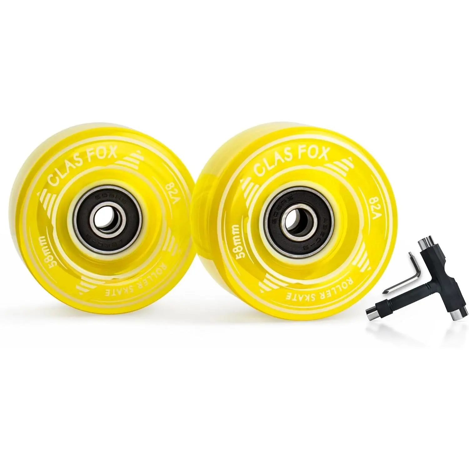 Roller Skate Wheels Outdoor or Indoor 58mm32mm 82A (Set of 8) (Yellow)