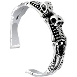 Gothic Skull Open Bracelet for Men | Punk Hip Hop Rock Cuff Bangle | Retro Streetwear Jewelry Gift