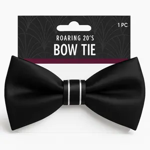 Roaring '20s Black Bow Tie - Classic Costume Accessory