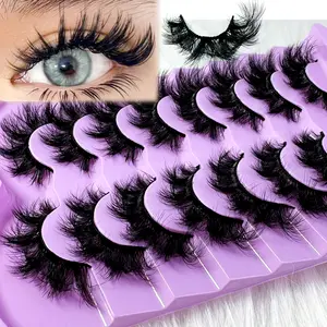 fox eye lashes 8 Pairs Russian Cat Eye Faux Mink Lashes, Natural Fluffy False Eyelashes, Cross-Shaped Dramatic Curl Fake Mink Lashes Extension For Natural Look, Handmade For Daily And Party Use