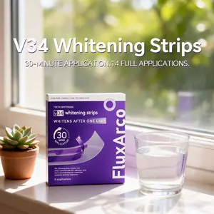 FluxArco Purple Teeth Whitening Strips  With Free Cheek Retractor - 7/14 Whitening Sessions -Nano-Hydroxyapatite Safe for Enamel - Non Sensitive Teeth Whitening - Peroxide-Free