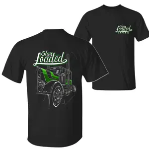 Stay Loaded Truck T-Shirt – Black Graphic Tee Featuring Green Semi Truck Design, Trucker Style Shirt for Drivers and Truck Lovers
