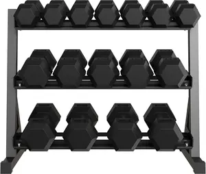 Garvee Dumbbell Rack (without dumbbells), Storage Shelf for Home Gym Dumbbells with Rubber Protection Pads & Non-Slip Base, 480/800/1000 LB High-Performance Steel Rack Space-Saving (5-Pair, 6-Pair, 3-Tier)