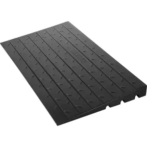 VEVOR Rubber Threshold Ramp, TikTokShopBlackFriday, 4\" Rise Threshold Ramp Doorway, 3 Channels Cord Cover Rubber Solid Threshold Ramp, Rubber Angled Entry Rated 2200 Lbs Load Capacity for Wheelchair and Scooter