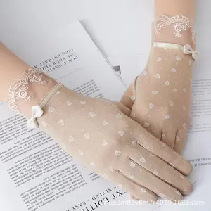 Driving sunscreen gloves women's summer thin cotton outdoor riding non-slip touch screen electric vehicle versatile touch screen design