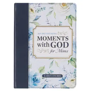 Moments With God For Moms Navy Faux Leather Daily Devotional outdoorfun
