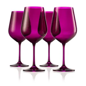 212 MAIN Amethyst Sheer Red Wine Glasses - Set of 4, Drinkware Glass Set