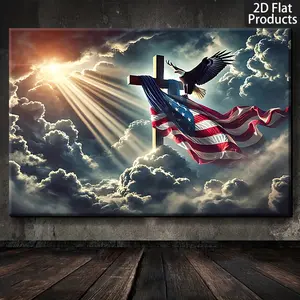 Patriotic Eagle And American Flag Backdrop Suitable For Room Decoration, Home Decoration, Holiday Decoration, Living Room Decoration, Entrance Decoration