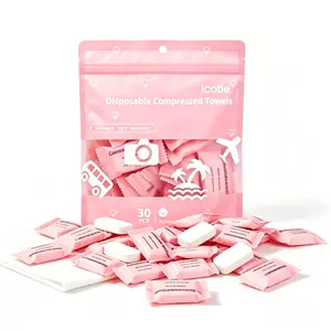 30 Pcs Individually Wrapped Compressed Disposable Towels - Gentle, Water-Expandable, Lint-Free Skincare Tools for Facial Cleansing, Convenient for Travel & Daily Use