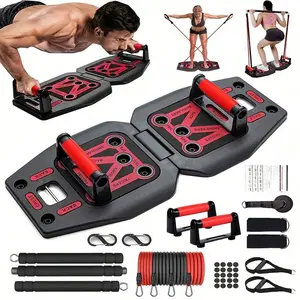 Portable Home Gym Exercise System: 9-In-1 Push-Up Board, Resistance Bands, Pilates Bar For Abs, Shoulders, Back, And Butt Strength Training