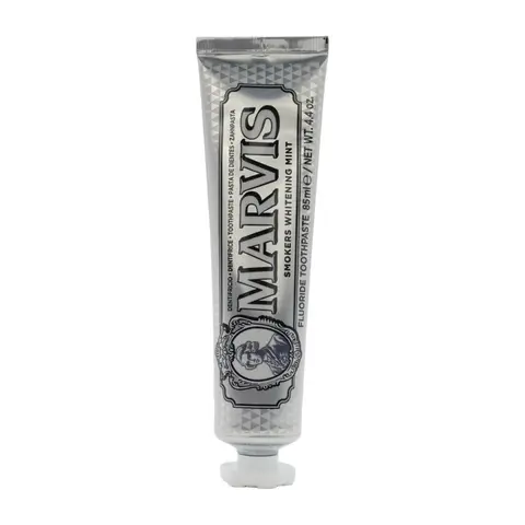 Marvis Smokers Oral Brightening Toothpaste 85ml - High Fluoride, Alcohol Free, Stain Remover, Minty Aroma, Anticaries, Breath Freshening Adults Mouth Care for Bright Smile