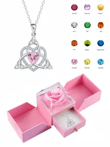 Witch's Heart Luxury sparkling witch knot necklace with Celtic twelve birthstone dopamine pendant.Comes with a surprise double-door preserved rose jewelry gift box.Ideal for birthdays, Mother's Day and Valentine's Day gifts.