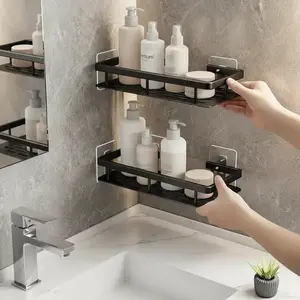 No-Drill Bathroom Shelves, Space-Saving Storage Box for Shampoo & Cosmetics, Easy-To-Install Utility Shelves for Bathrooms, Bathroom Organizer Supplies
