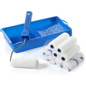 Roller -Small  Tray Set with High-Density  Mini Roller Refills, Roller Frame,  Tray, 4" Microfiber Roller Covers, House Painting Roller Brush(12-Pack)
