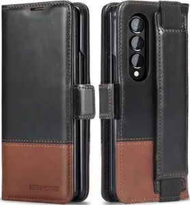 KEZiHOME for Samsung Galaxy Z Fold 4, Genuine Leather Wallet Case [RFID Blocking] with Card Holder Flip Folio Kickstand Magnetic Case Compatible with Samsung Z Fold 4 5G