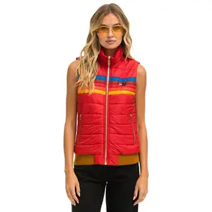 WOMEN'S 5 STRIPE VEST - CHERRY